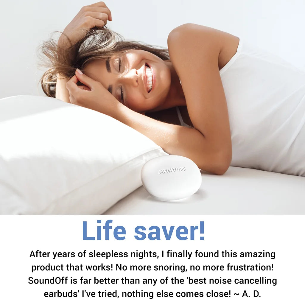 SOUNDOFF sleep customer review noise masking earbuds for better sleep and blocking snoring "life changer, better than noise canceling”