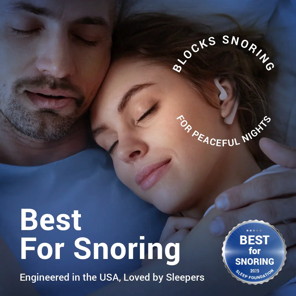 SOUNDOFF noise masking earbuds best for blocking snoring engineered in the USA, loved by sleepers