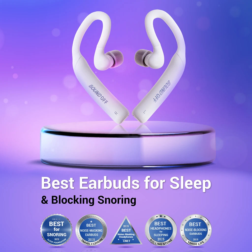 SOUNDOFF noise masking earbuds for better sleep and blocking snoring awards