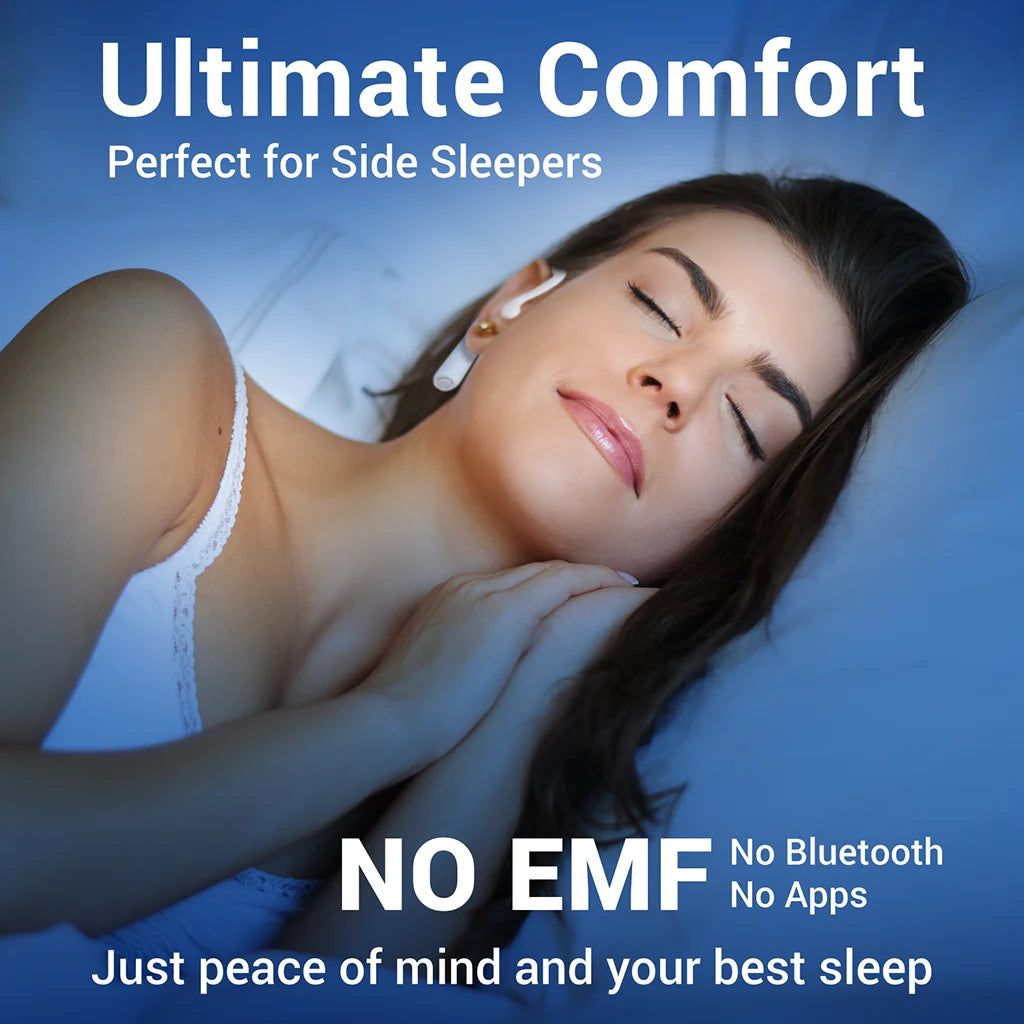 SOUNDOFF noise masking earbuds with ultimate comfort, perfect for side sleepers,  no EMF, no Bluetooth, no Apps, safe, healthy peaceful sleep